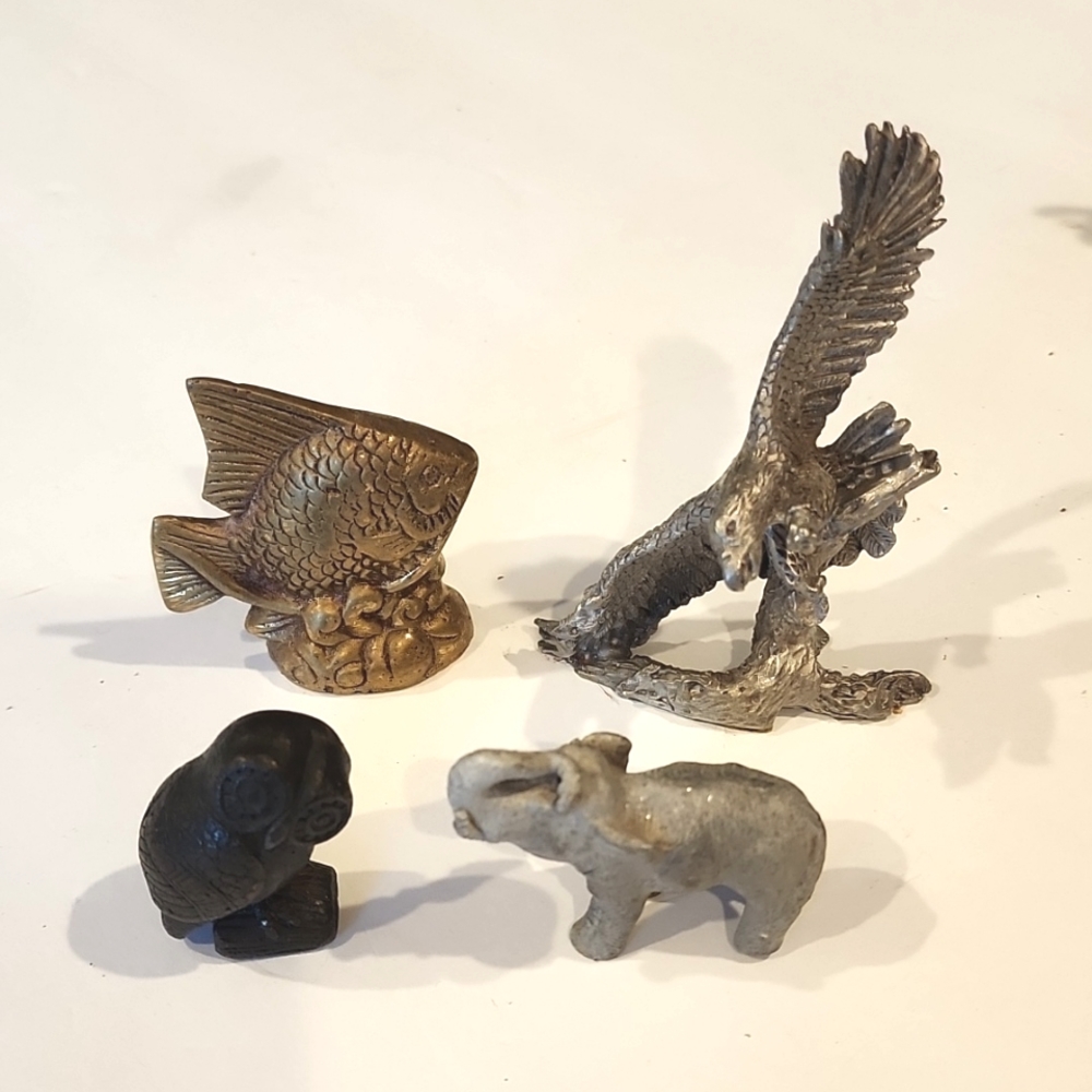 Lot of 4 mixed metal animal miniatures